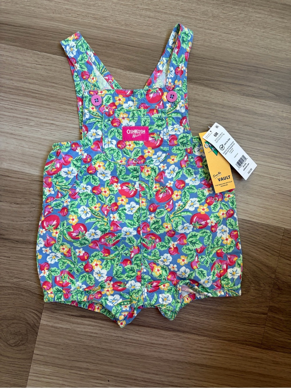 OshKosh B'gosh Pink Floral Baby Overalls- Shortalls